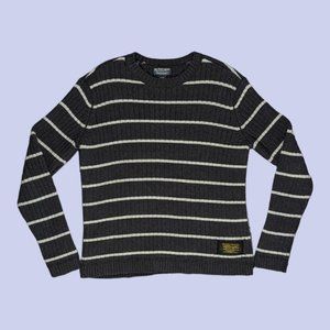 Polo Jeans Company | Women's Cotton Ribbed Sweater Striped Steel Gray/White M